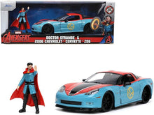 Indlæs billede til gallerivisning CHEVROLET CORVETTE Z06 2015 WITH DOCTOR STRANGE FIGURE BLUE RED 1:24
