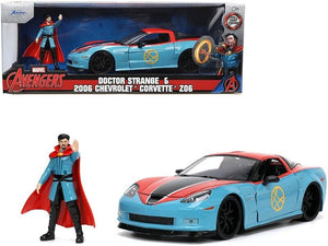 CHEVROLET CORVETTE Z06 2015 WITH DOCTOR STRANGE FIGURE BLUE RED 1:24