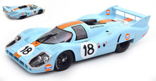 Indlæs billede til gallerivisning PORSCHE 917LH 4.9L TEAM JOHN WYER AUTOMOTIVE ENGINEERING LTD. N 18 24h LE MANS 1971 P.RODRIGUEZ - J.OLIVER LIGHT BLUE ORANGE 1:12