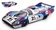 Indlæs billede til gallerivisning PORSCHE 917LH 4.9L TEAM MARTINI RACING N 21 24h LE MANS 1971 VIC ELFORD - GERARD LARROUSSE SILVER BLUE 1:12