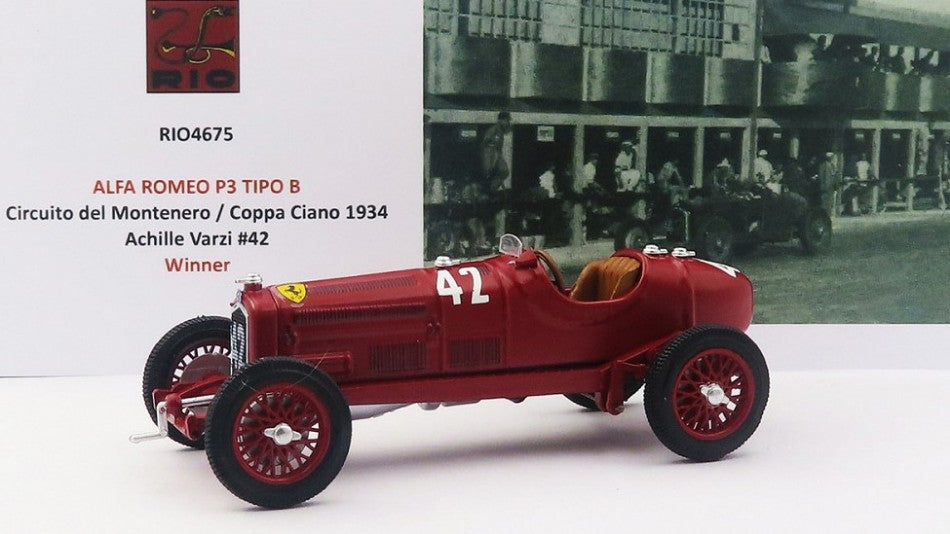 ALFA ROMEO P3 TIPO B N 42 WINNER CIRCUITO DEL MONTENERO - COPPA CIANO 1934 ACHILLE VARZI RED 1:43