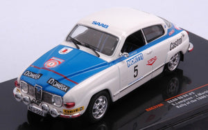 Saab 96 V4 #5 LAMPINEN/MARKKANEN 1000 LAKES RALLY 1976 hvid/blå 1:43