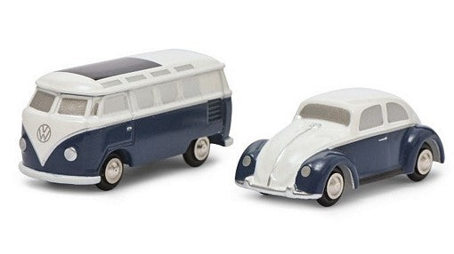VW KAFER + VW SAMBA T1 SET WHITE/BLUE 1:87