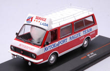 Indlæs billede til gallerivisning RAF 2203 MINIBUS TEAM RALLY LADA SERVICE ASSISTANCE 1984 RED WHITE 1:43