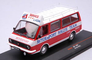 RAF 2203 MINIBUS TEAM RALLY LADA SERVICE ASSISTANCE 1984 RED WHITE 1:43