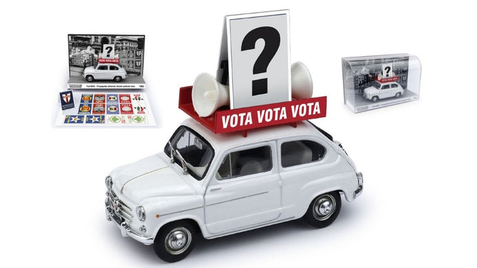 FIAT 600D 1963 - PROPAGANDA ELETTORALE ELEZIONI ITALIA VOTA - VOTA - VOTA WHITE 1:43