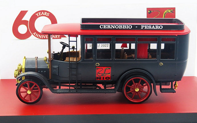 FIAT 18BL AUTOBUS 1922 - 60th ANNIVERASARY RIO-MODELS 1962-2022 BLACK RED 1:43