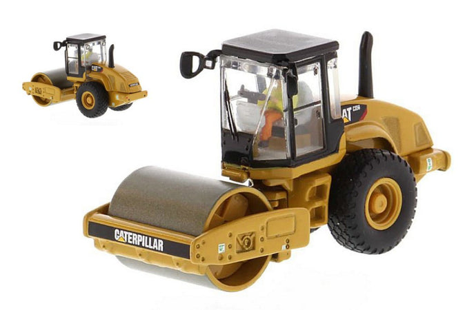 CATERPILLAR CATCS56 RULLO VIBRANTE MONOTAMBURO - SCHIACCIASASSI - STONE CRUSHER ROLL - SMOOTH DRUM VIBRATORY SOIL COMPACTOR YELLOW BLACK 1:87