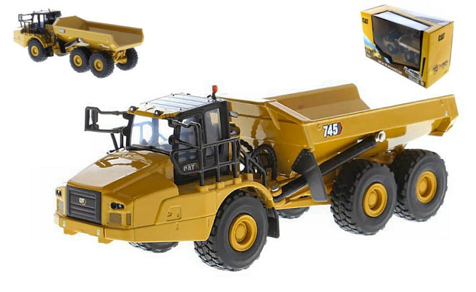 CATERPILLAR CAT745 CASSONE RIBALTABILE CAVA 3-ASSI - ARTICULATED TRUCK YELLOW BLACK 1:64