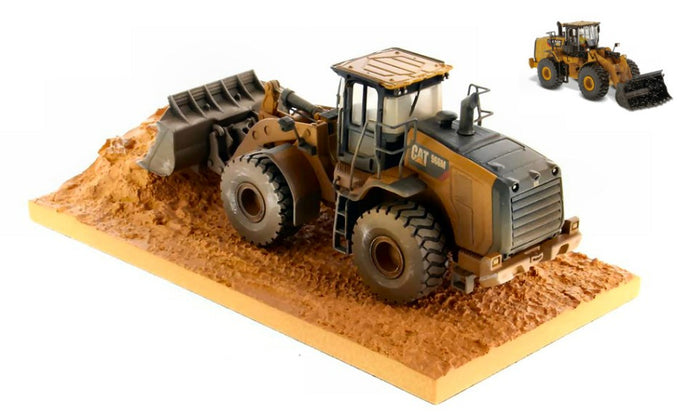 CATERPILLAR CAT966M RUSPA GOMMATA - SCRAPER TRACTOR WEATHERED MEDIUM WHEEL LOADER YELLOW BLACK 1:50