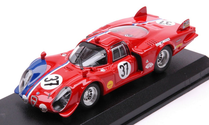 ALFA ROMEO 33.2 COUPE N 37 LE MANS 1968 PILETTE - SLOTEMAKET RED BLUE 1:43