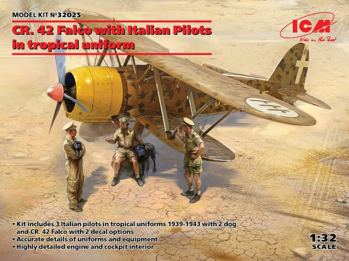CR.42 FALCO WITH ITALIAN PILOTS IN TROPICAL UNIFORM KIT 1:32