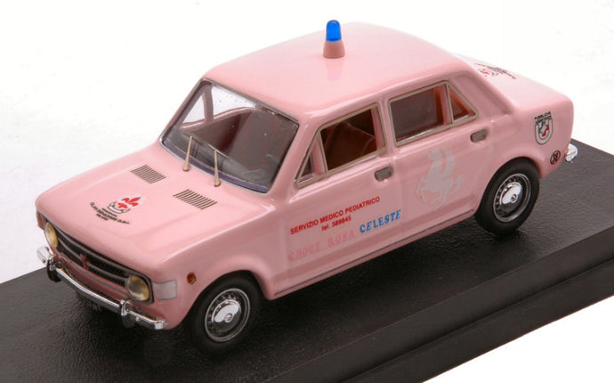 FIAT 128 4 DOOR - 4 PORTE CROCE ROSA CELESTE SERVIZIO MEDICO PEDIATRICO 1971 PINK 1:43