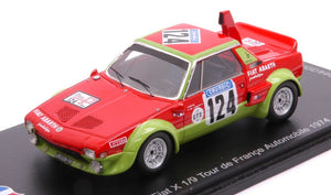 Fiat 1/9 ABRATH #124 BECKERS/DE LA GRANDRIVE TOUR DE FRANCE AUTOMOBILE 1974 rød/gul 1:43