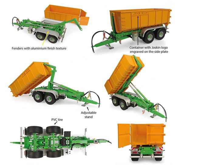 JOSKIN SILO-CARGO LIFT 5400 D18 TRAILER FOR TRACTOR 2004 ORANGE GREEN 1:32