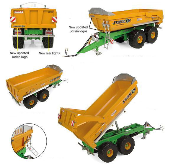 JOSKIN SILO-CARGO TRANSKTP 22/50 OPEN TRAILER FOR TRACTOR 2004 ORANGE GREEN 1:32