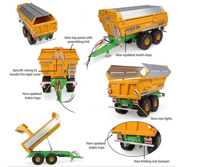 JOSKIN SILO-CARGO TRANSKTP 22/50 CLOSED TRAILER FOR TRACTOR 2004 ORANGE SILVER GREEN 1:32