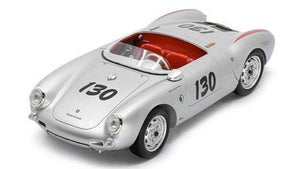 PORSCHE 550A SPIDER N 130 1954 JAMES DEAN - LITTLE BASTARD WITH SHOWCASE SILVER 1:12