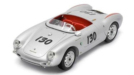 PORSCHE 550A SPIDER N 130 1954 JAMES DEAN - LITTLE BASTARD WITH SHOWCASE SILVER 1:12