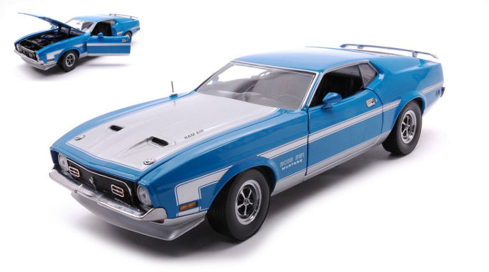 FORD MUSTANG BOSS 351 GRABBER 1971  BLUE/WHITE 1:18