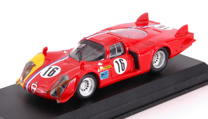 ALFA ROMEO 33.2 CODA LUNGA N 16 PROVE SPA 1968 T.PILETT RED YELLOW 1:43