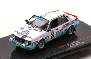 SKODA 130L TEAM UAMK SKODA MLADA BOLESLAV N 8 RALLY BOHEMIA 1988 L.KRECEK - B.MOTL WHITE LIGHT BLUE 1:43