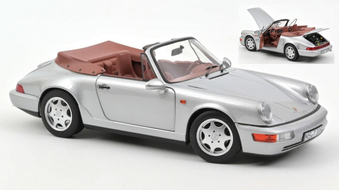 PORSCHE 911 CARRERA 2 CABRIOLET 1990 SILVER 1:18