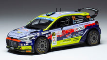 Indlæs billede til gallerivisning HYUNDAI i20 R5 N 11 RALLY POLEN 2022 T.KRISTENSSON - A.JOHANSSON LIGHT BLUE YELLOW RED BLACK 1:43