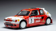 Indlæs billede til gallerivisning PEUGEOT 205 T16 Gr.B BELGA N 3 RALLY YPRES 1985 B.DARNICHE - A.MAHE RED WHITE 1:18