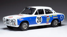 Indlæs billede til gallerivisning Ford ESCORT MK I RS 1600 #20 MIKKOLA/PORTER RALLY MONTE CARLO 1973 hvid/blå 1:18