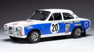 Ford ESCORT MK I RS 1600 #20 MIKKOLA/PORTER RALLY MONTE CARLO 1973 hvid/blå 1:18