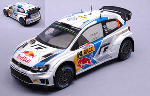 VOLKSWAGEN POLO R WRC RED BULL N 2 RALLY CATALUNYA 2014 J.M.LATVALA - M.ANTTILA WHITE BLUE YELLOW 1:24