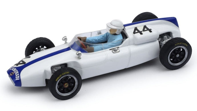COOPER F1 T56 N 44 BELGIUM GP 1961 M.GREGORY - WITH DRIVER FIGURE WHITE BLUE 1:43