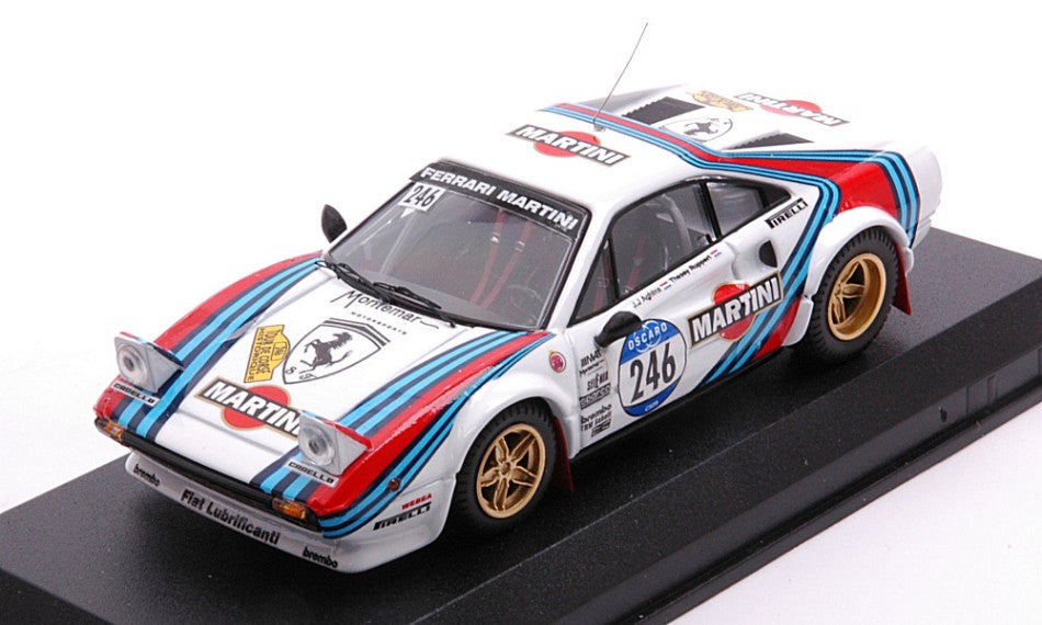 FERRARI 308 GTB N 246 RALLY TOUR DE CORSE HISTORIQUE 2012 J.J.AGHINA - J.RUPERT WHITE BLUE RED 1:43