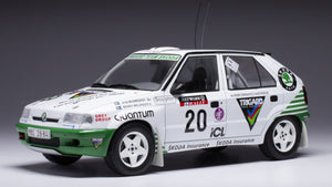 SKODA FELICIA N 20 RALLY RAC LOMBARD 1995 S.BLOMQVIST - B.MELANDER WHITE GREEN 1:18