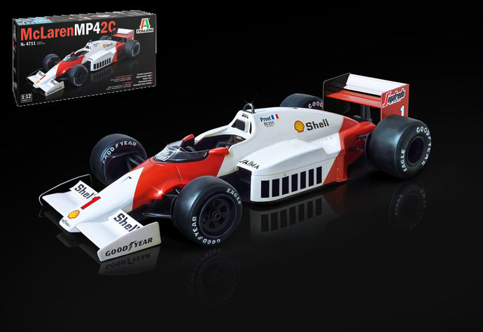 McLAREN F1 MP42C N 1 WORLD CHAMPION ALAIN PROST + N 2 KEKE ROSBERG SEASON 1986 WHITE RED 1:12