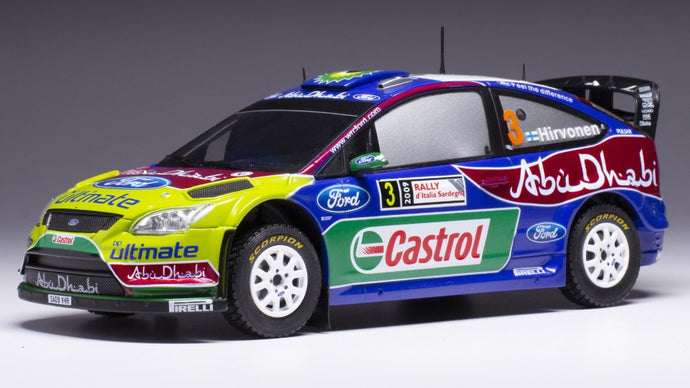 FORD ENGLAND FOCUS RS WRC09 N 3 2nd RALLY SARDINIA ITALY 2009 M.HIRVONEN - J.LEHTINEN BLUE RED GREEN 1:24