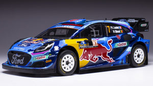 Ford PUMA #7 LOUBET/GILSOUL WRC1 RALLYE SCHWEDEN 2023 blå/gul/rød 1:18
