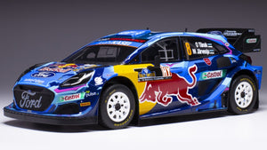 Ford PUMA #8 TANAK/JARVEOJA WRC1 RALLYE SCHWEDEN 2023 blå/gul/rød 1:18