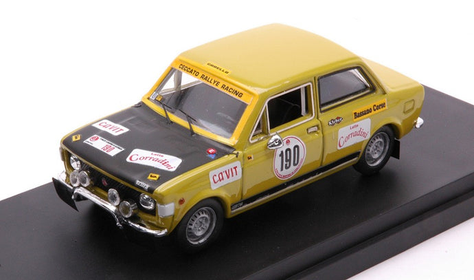 FIAT 128 Gr.1 TEAM CECCATO RALLY RACING N 190 RALLY SAN MARTINO DI CASTROZZA 1972 A.BETTEGA - D.BRIGANTINI GREEN BLACK 1:43