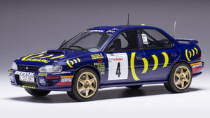 Subaru IMPREZA 555 #4 McRAE/RINGER WRC RALLYE TOUR DE CORSE 1995 blå/gul 1:24