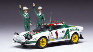 Lancia STRATOS HF #1 MUNARI/MAIGA WINNER RALLY MONTE CARLO 1977 + FIGUREN hvid/grøn/rød 1:43