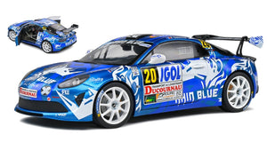 RENAULT A110 ALPINE (night version) N 20 RALLY DU VAR 2021 F.DELECOUR - J.R.GUIGONNET WHITE BLUE 1:18