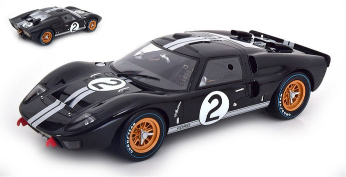 FORD USA GT40 MKII 7.0L V8 TEAM SHELBY AMERICAN INC. N 2 WINNER 24h LE MANS 1966 BRUCE McLAREN - CHRIS AMON BLACK SILVER 1:12