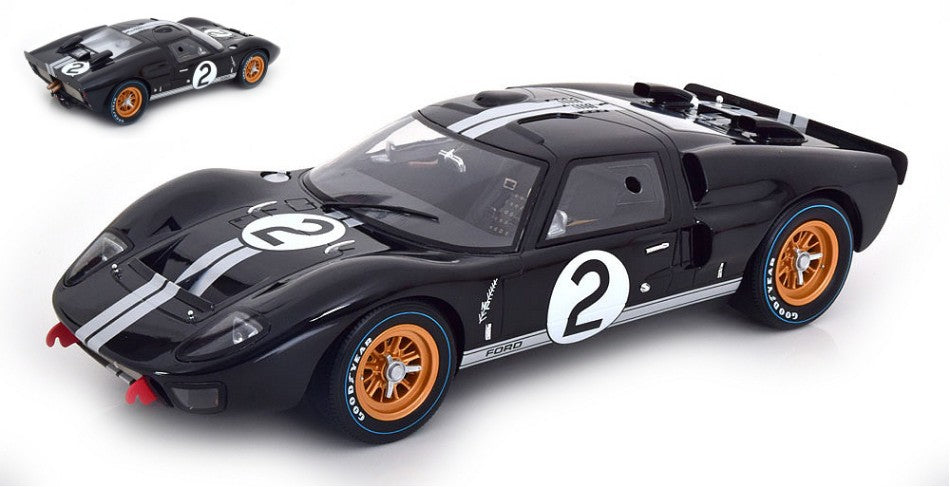 FORD USA GT40 MKII 7.0L V8 TEAM SHELBY AMERICAN INC. N 2 WINNER 24h LE MANS 1966 BRUCE McLAREN - CHRIS AMON BLACK SILVER 1:12