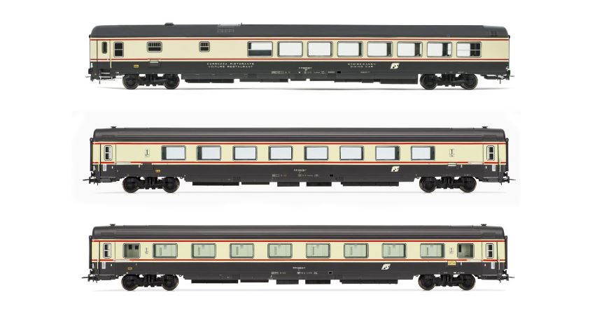 FS 3-UNITS PETRUZZELLI MILANO-BARI C BANDIERA LIVERY EPOCA V 1:87