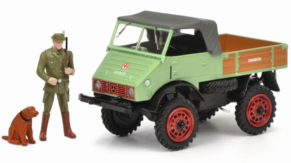 MERCEDES UNIMOG WEIDMANNSHEIL W/HAUNTER AND DOG 1:43