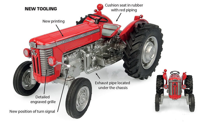 MASSEY FERGUSON MF65 MKII TRACTOR 1968 RED SILVER 1:32