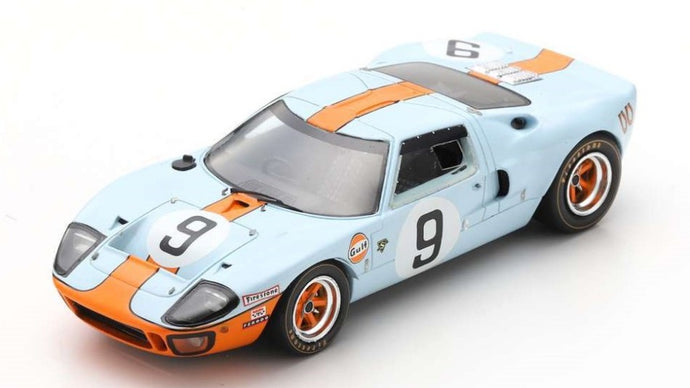 FORD USA GT40 4.9L V8 TEAM JW AUTOMOTIVE ENGINEERING GULF N 9 WINNER 24h LE MANS 1968 L.BIANCHI - P.RODRIGUEZ LIGHT BLUE ORANGE
