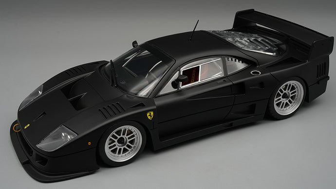 FERRARI F40 LM 1996 PRESS VERSION MATT BLACK WITH BBS SILVER WHEELS 1:18